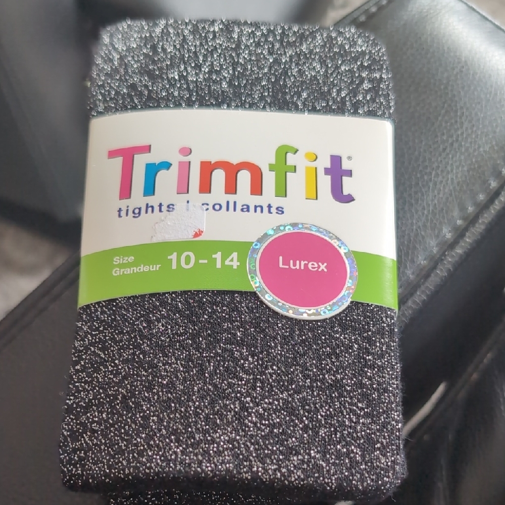 Sz 10-14: Girls Trimfit Lurex Tights in Black